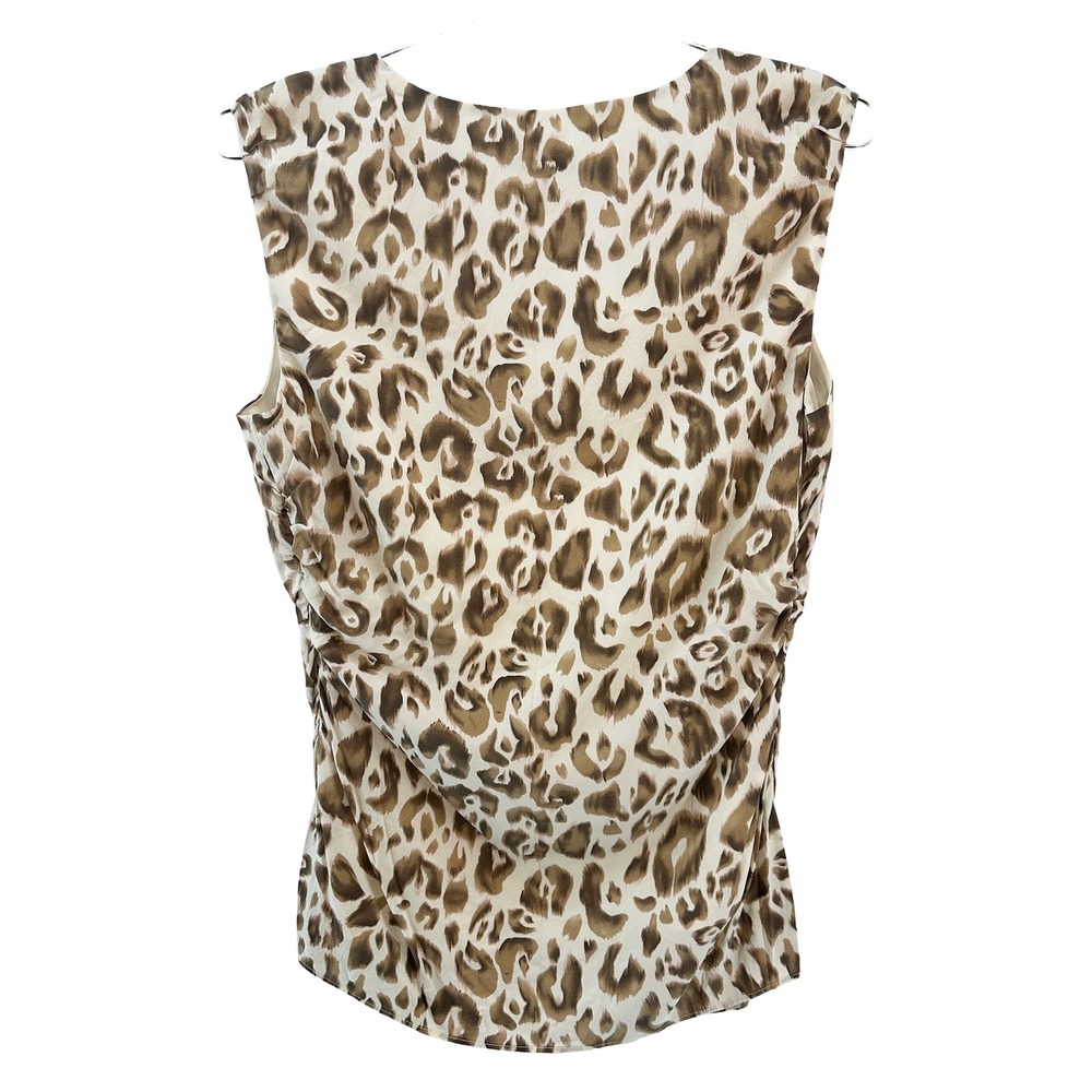 ANN TAYLOR Silk Leopard Animal Print Tank Blouse • 8 Petite • cream, brown - Picture 3 of 6